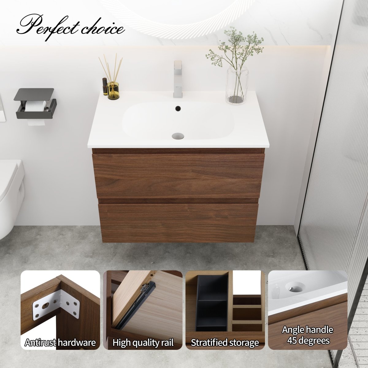 ExBrite 30" Bathroom Vanity With Gel Basin Top