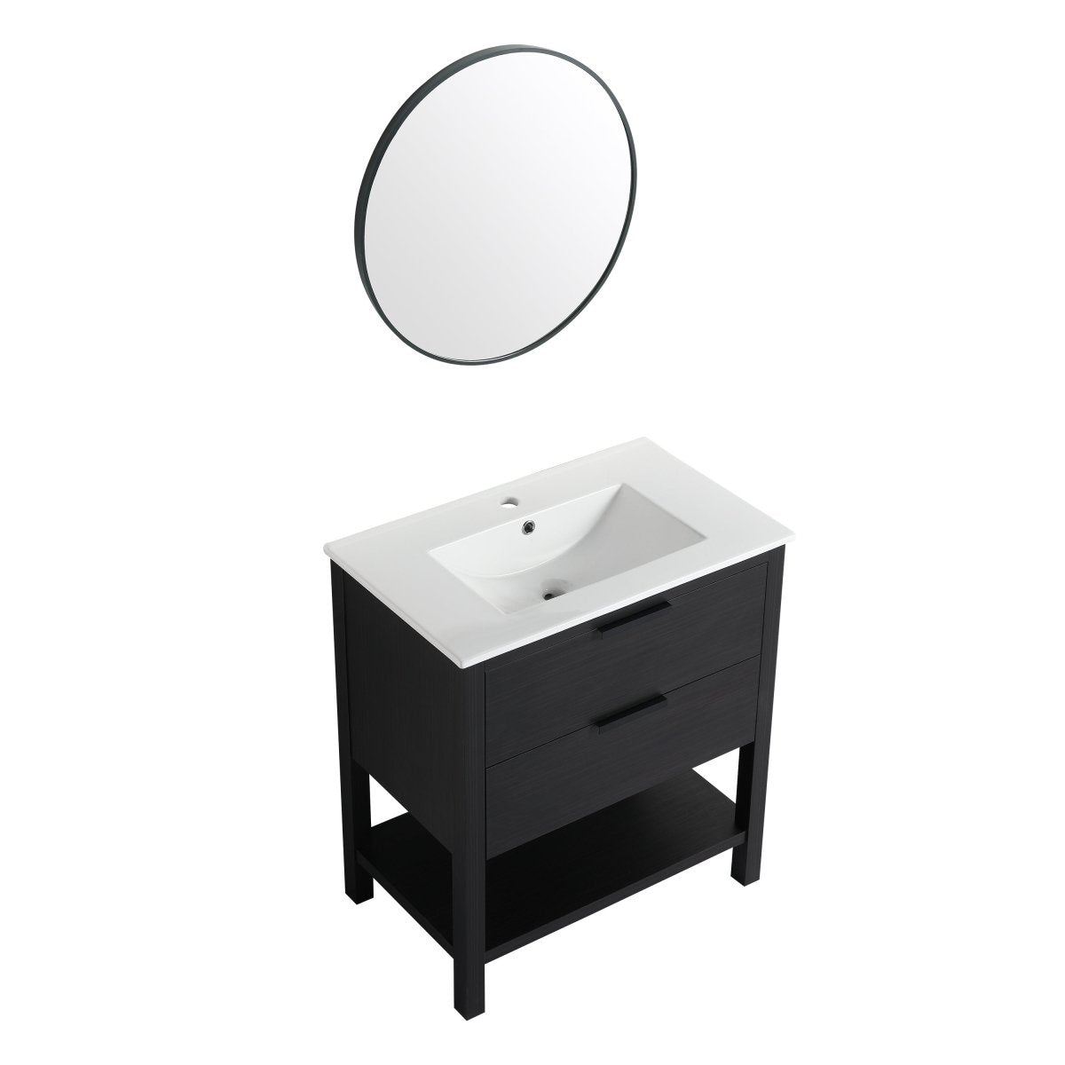 Exbrite 30 inch Bathroom Vanity With Sink and 2 Soft Close Drawers-BVB01030BCT-BL9075B