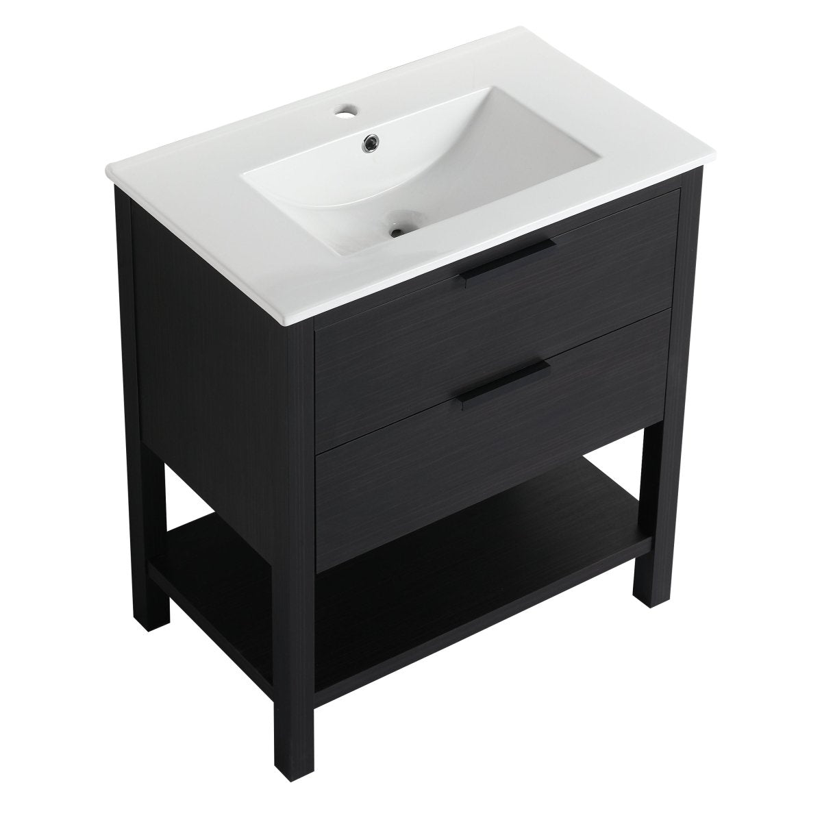 Exbrite 30 inch Bathroom Vanity With Sink and 2 Soft Close Drawers-BVB01030BCT-BL9075B