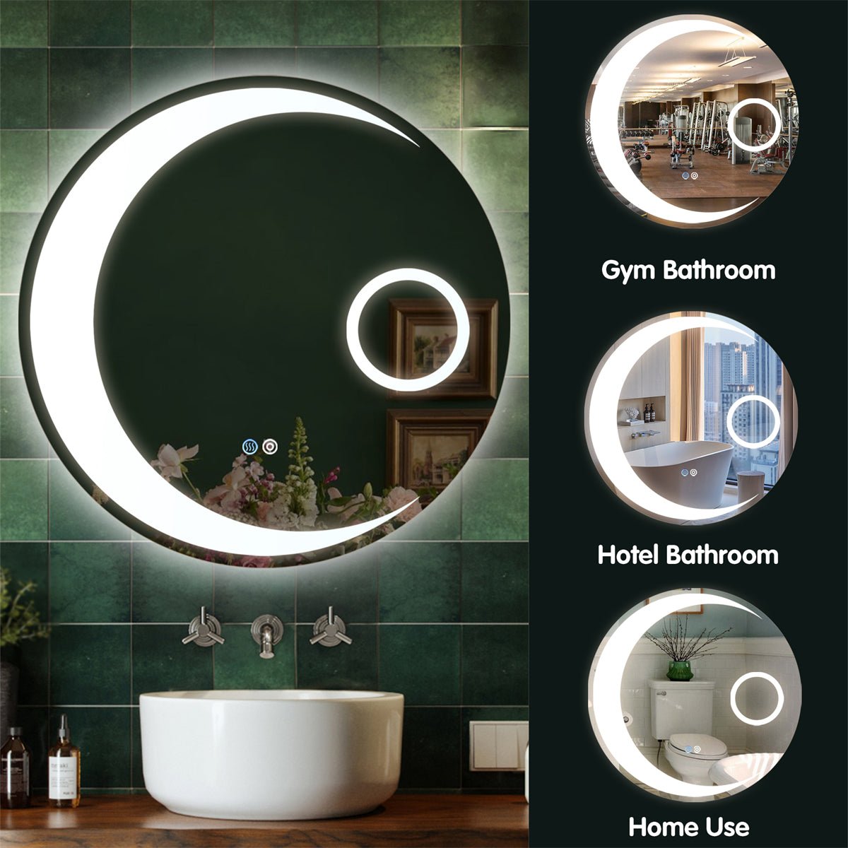 ExBrite 30 Inch Round Bathroom Mirror LED Bathroom Anti-Fog Dimmable - ExBriteUSA
