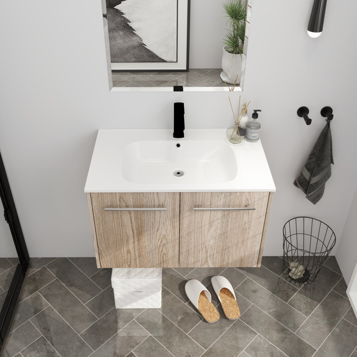 ExBrite 30 Inch Wall Mounted Bathroom Vanity