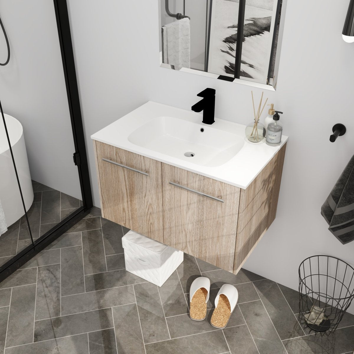 ExBrite 30 Inch Wall Mounted Bathroom Vanity