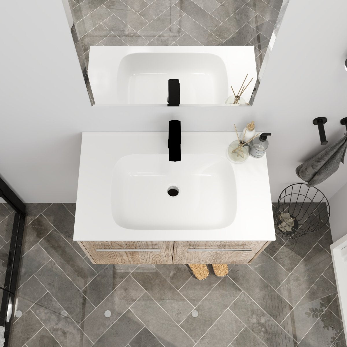 ExBrite 30 Inch Wall Mounted Bathroom Vanity
