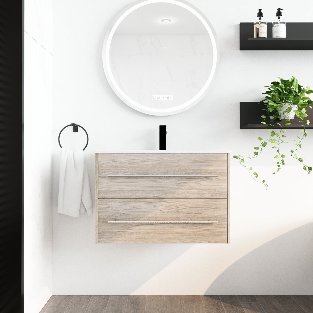 ExBrite 30 Inch Wall Mounted Bathroom Vanity
