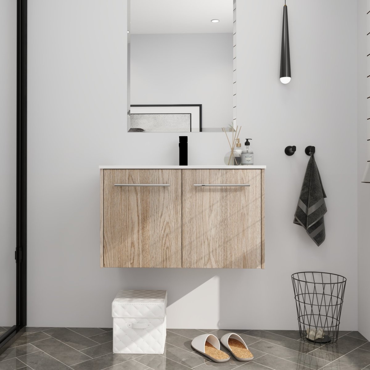 ExBrite 30 Inch Wall Mounted Bathroom Vanity