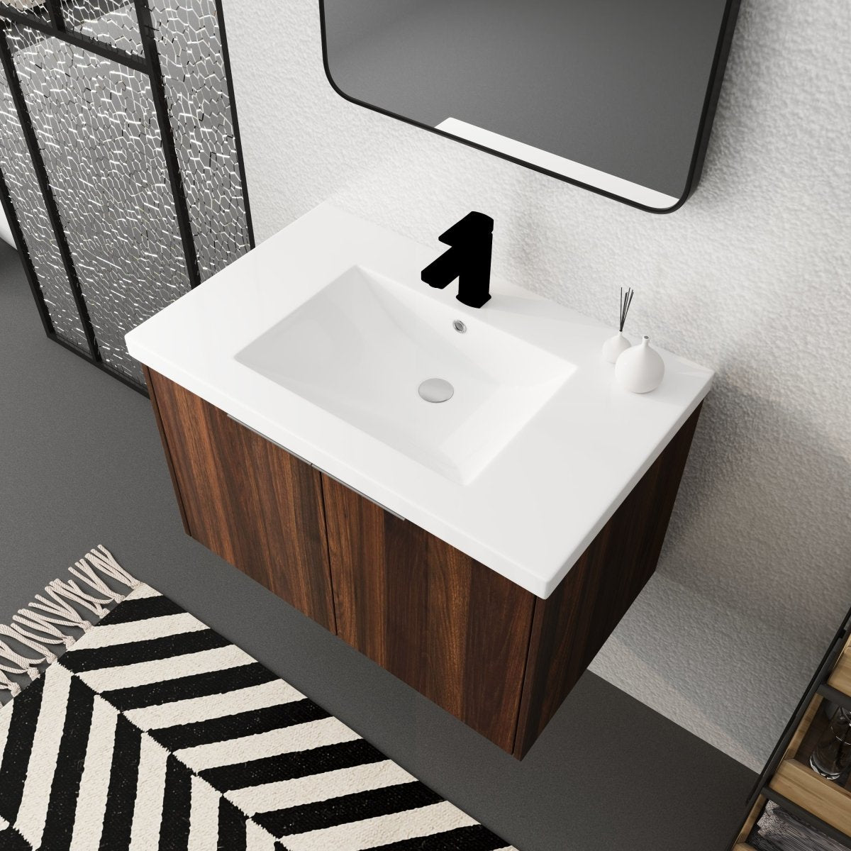 ExBrite 30'' Soft Close Doors Bathroom Vanity With Sink For Small Bathroom