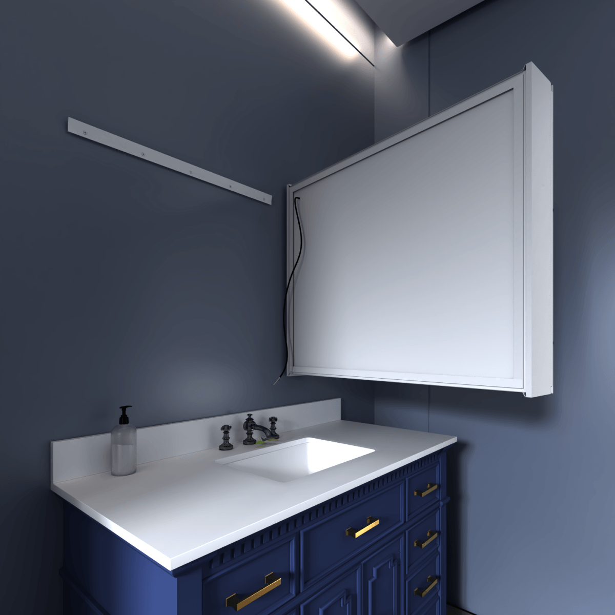 ExBrite 30" W x 30" H Square Led Lighted Mirror Medicine Cabinet Recessed or Surface Mount,Defog - ExBriteUSA