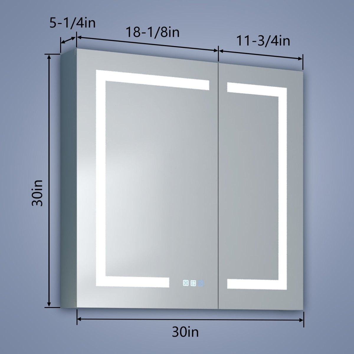 Boost-M1 30" W x 30" H Square Led Lighted Mirror Medicine Cabinet Recessed or Surface Mount,Defog