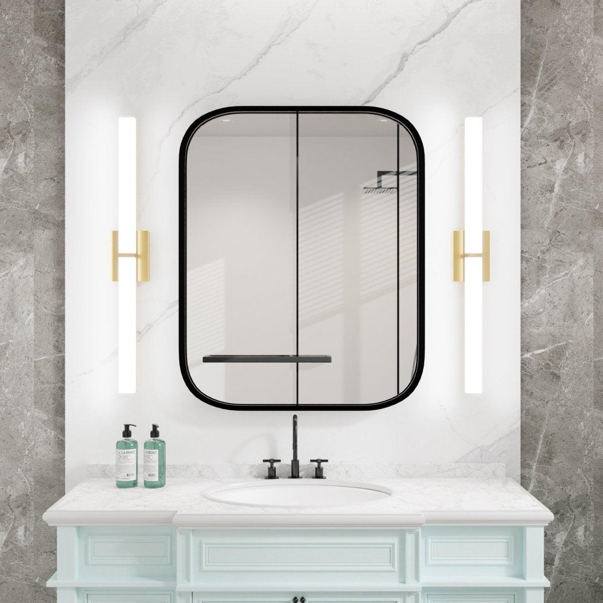 ExBrite 31.5" Sleek LED Vanity Light with Acrylic Shade, Tri-Color Temperature and Stepless Dimming, ETL-Certified, Gold