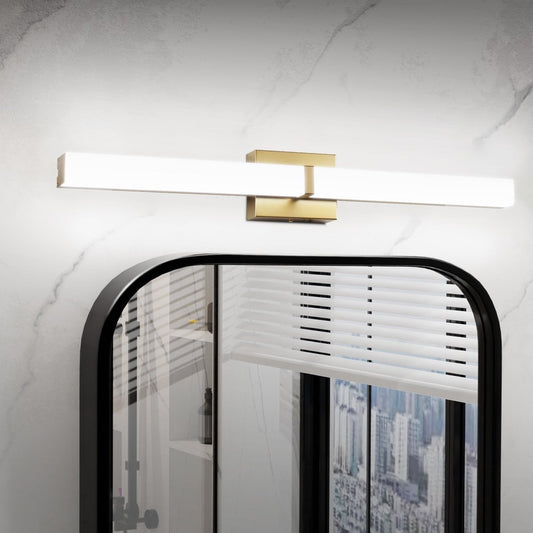 ExBrite 31.5" Sleek LED Vanity Light with Acrylic Shade, Tri-Color Temperature and Stepless Dimming, ETL-Certified, Gold