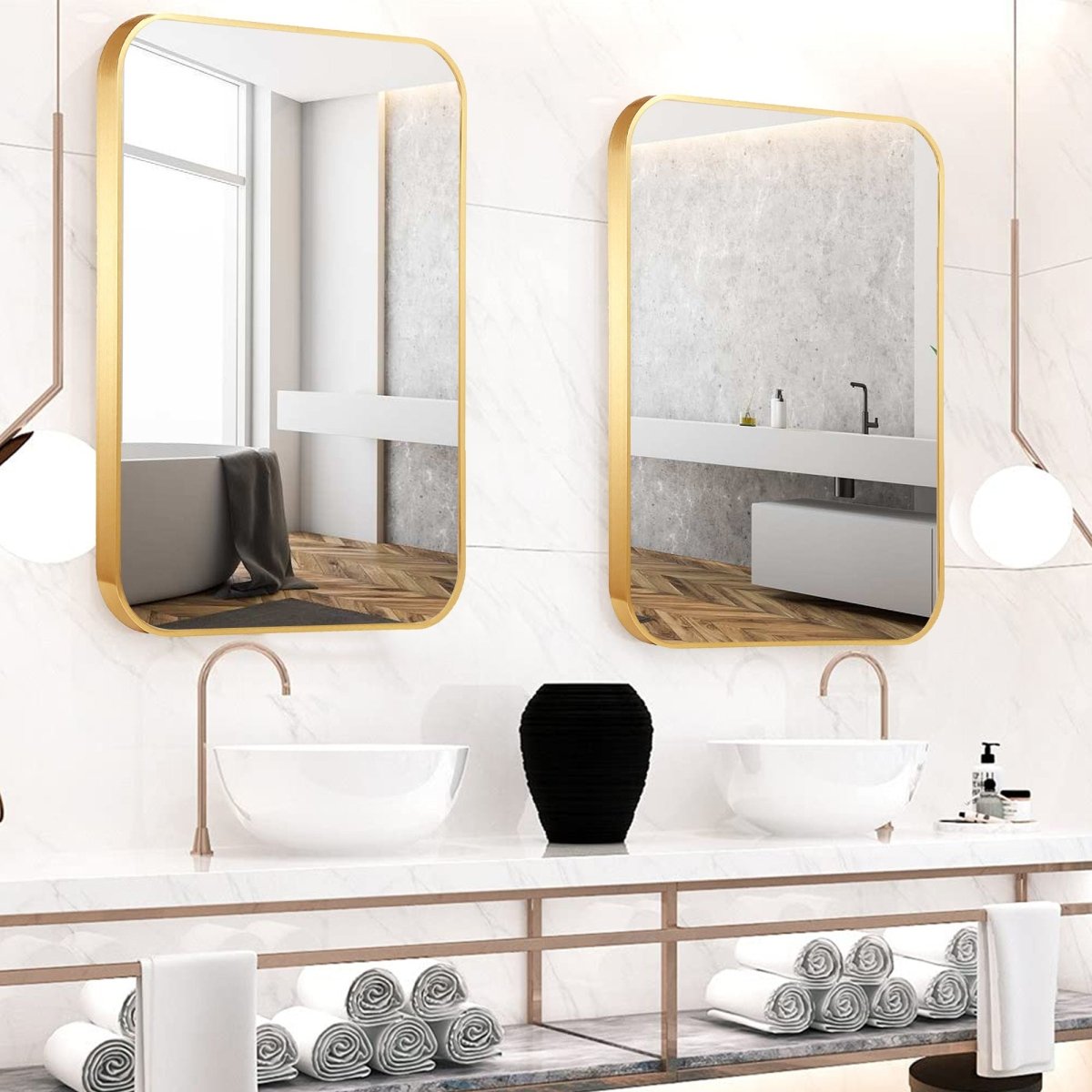 ExBrite 32 " W x 24 " H Gold Bathroom Mirror for Wall Vanity Mirror - ExBriteUSA