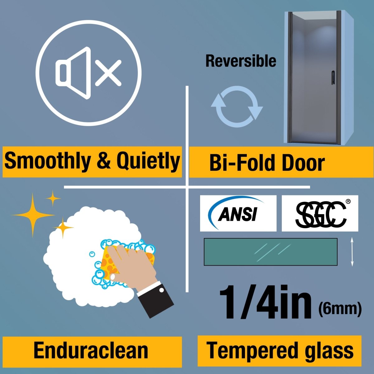 ExBrite 34-35 1/2" W x 72" H Pivot Semi-Frameless Shower Door Matte Black Frosted Glass Shower Door with Handle - ExBriteUSA