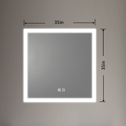 ExBrite 35 x 35 inch Square Backlit LED Lighted Bathroom Vanity Mirror - ExBriteUSA