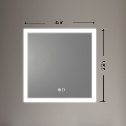 Ascend-M1 35" W x 35" H Square Backlit LED Lighted Bathroom Vanity Mirror