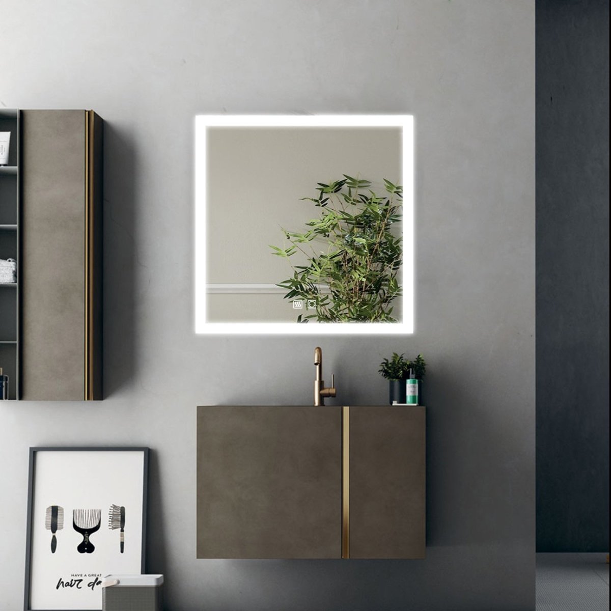 ExBrite 35 x 35 inch Square Backlit LED Lighted Bathroom Vanity Mirror - ExBriteUSA
