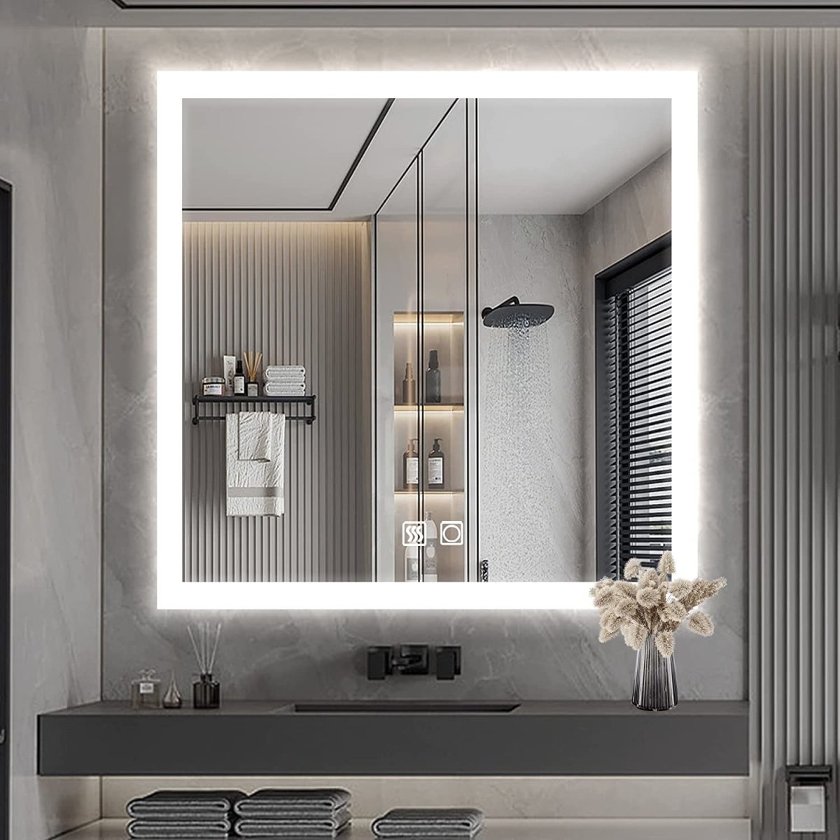 ExBrite 35 x 35 inch Square Backlit LED Lighted Bathroom Vanity Mirror - ExBriteUSA