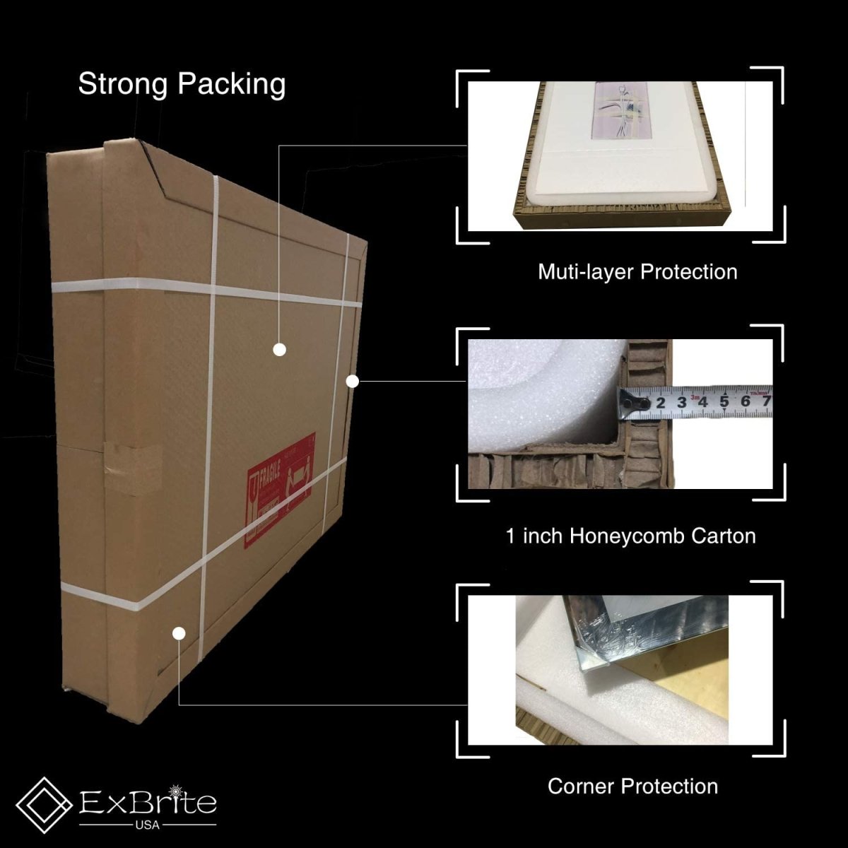 ExBrite 35 x 35 inch Square Backlit LED Lighted Bathroom Vanity Mirror - ExBriteUSA