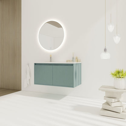 ExBrite 36" Floating Bathroom Vanity with Drop-Shaped Resin Sink