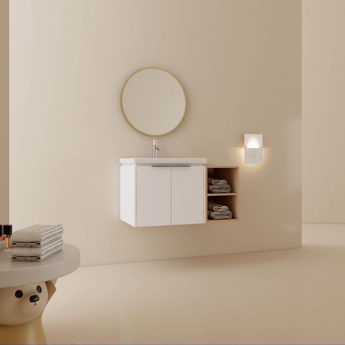 Exbrite 36 Inch Soft Close Doors Bathroom Vanity With Sink, and A Small Storage Shelves