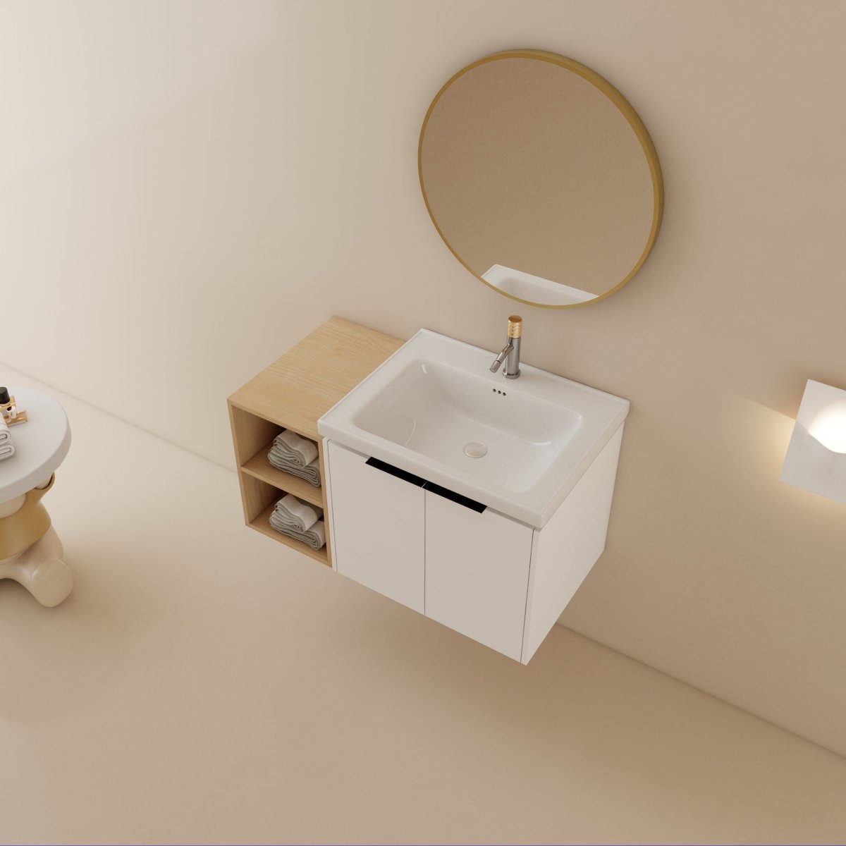 Exbrite 36 Inch Soft Close Doors Bathroom Vanity With Sink, and A Small Storage Shelves