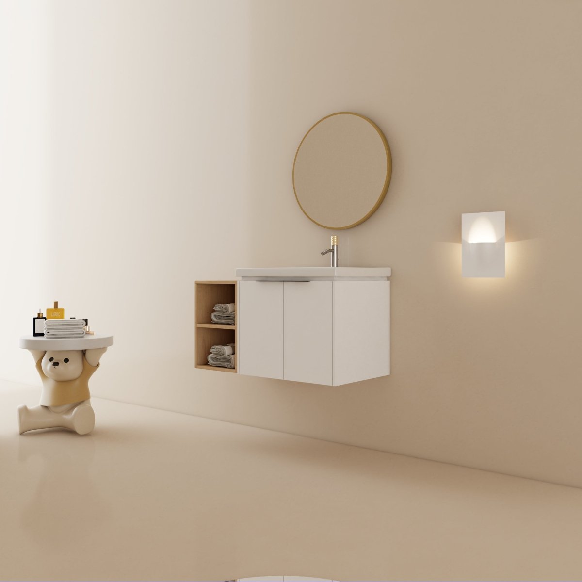 Exbrite 36 Inch Soft Close Doors Bathroom Vanity With Sink, and A Small Storage Shelves