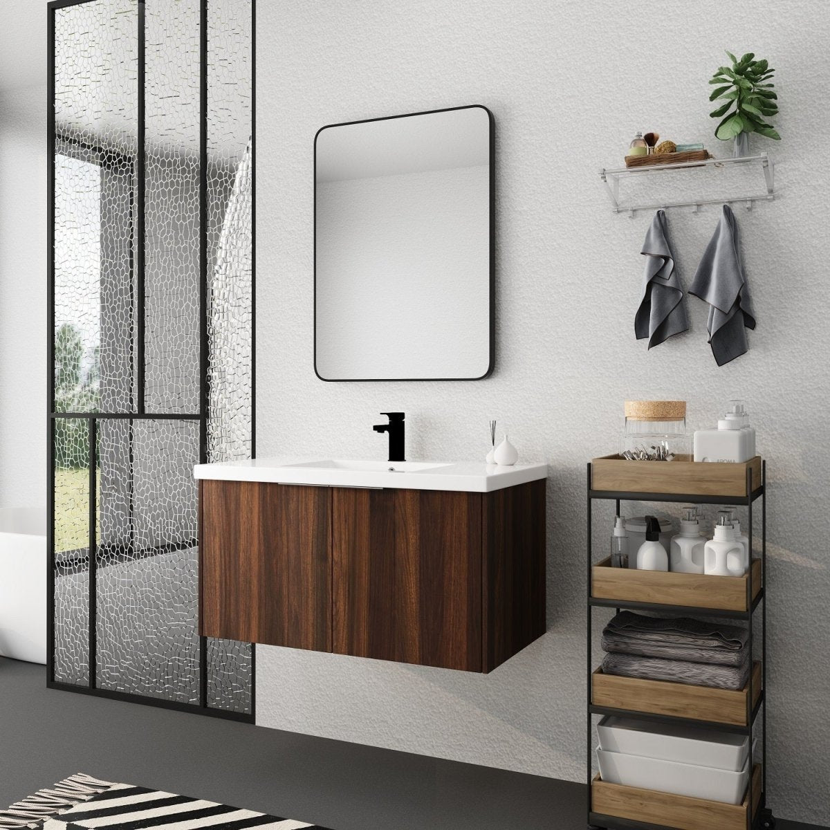 ExBrite 36" Modern Design Float Mounting Bathroom Vanity With Sink Soft Close Door