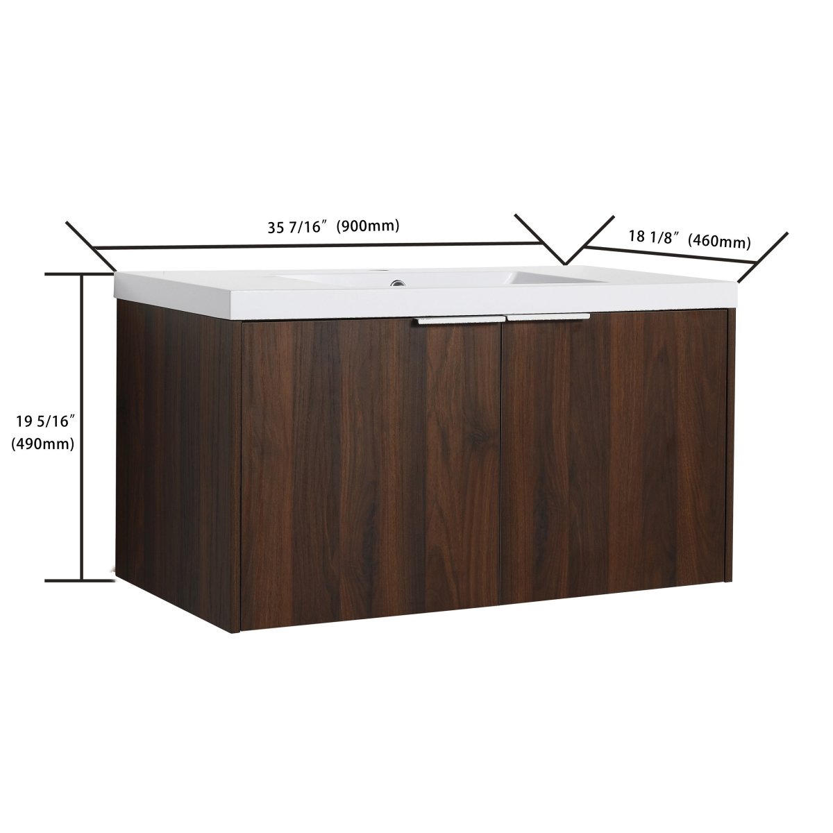 ExBrite 36" Modern Design Float Mounting Bathroom Vanity With Sink Soft Close Door
