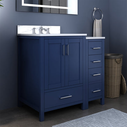 ExBrite 36'' solid oak with Engineered Stone Vanity Top Bathroom Vanity with Sink Grey Drawers Vanity Cabinet
