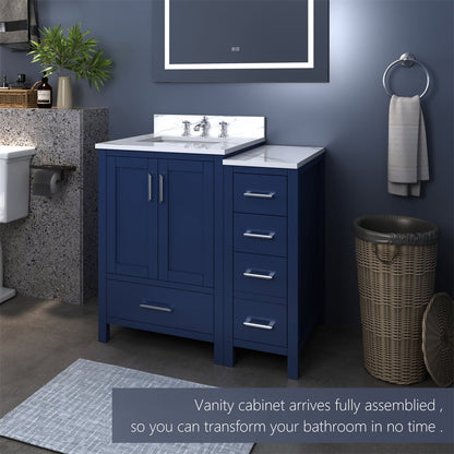 ExBrite 36'' solid oak with Engineered Stone Vanity Top Bathroom Vanity with Sink Grey Drawers Vanity Cabinet