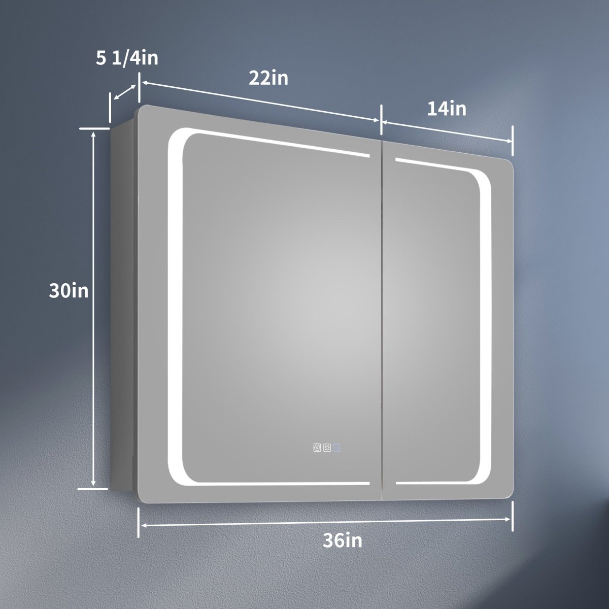 ExBrite 36" W x 30" H LED Lighted Bathroom Medicine Cabinet with Mirror Recessed or Surface Mounted LED Medicine Cabinet