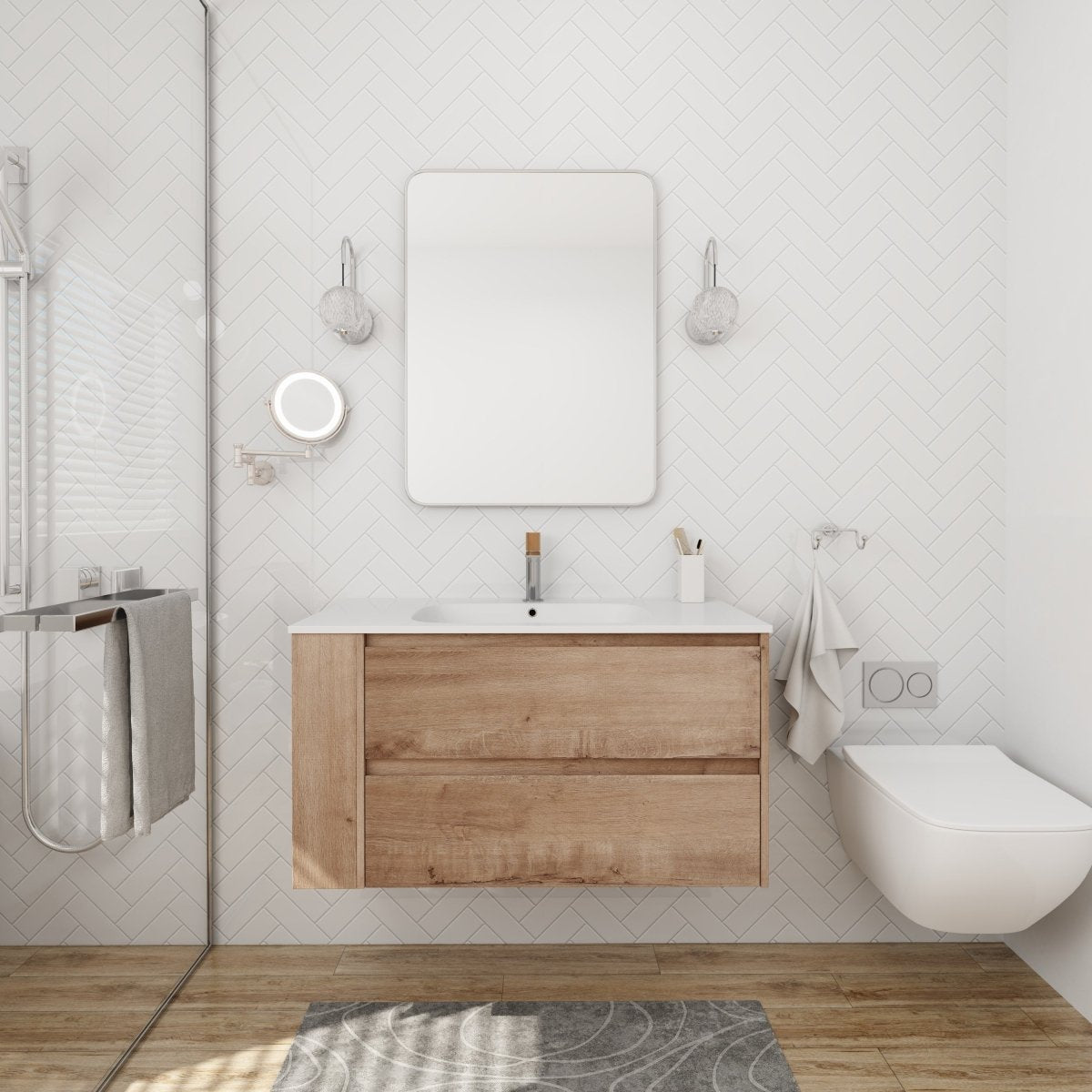 ExBrite 36" Wall Mounting Bathroom Vanity With Gel Sink
