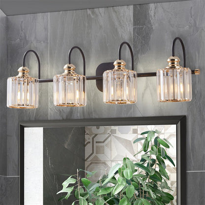 ExBrite 4-light 32" Wide Bathroom Gold Vanity Lights Crystal Vanity Lights Wall Sconces