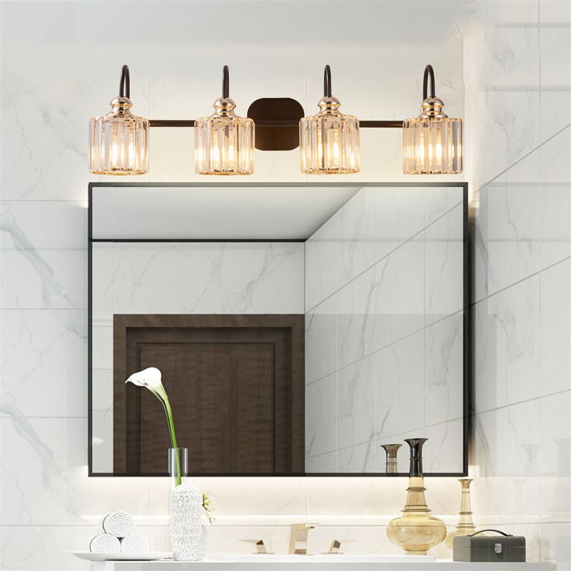 ExBrite 4-light Bathroom Gold Vanity Lights Crystal Vanity Lights Wall Sconces - ExBriteUSA