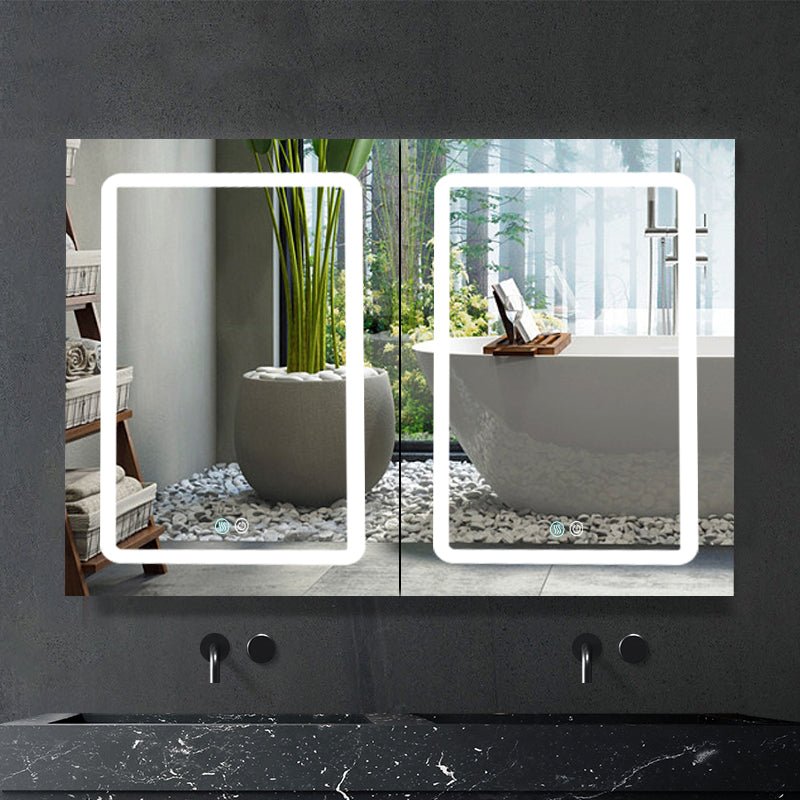 ExBrite 40 in. W x 30 in. H LED Bathroom Surface Mount Medicine Cabinet Double Door Lighted Medicine Cabinet - ExBriteUSA