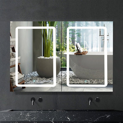 ExBrite 40 in. W x 30 in. H LED Bathroom Surface Mount Medicine Cabinet Double Door Lighted Medicine Cabinet - ExBriteUSA