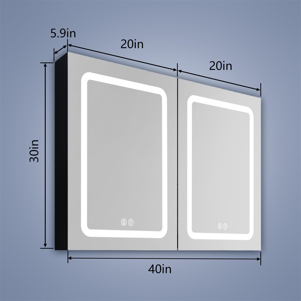 ExBrite 40 in. W x 30 in. H LED Bathroom Surface Mount Medicine Cabinet Double Door Lighted Medicine Cabinet - ExBriteUSA