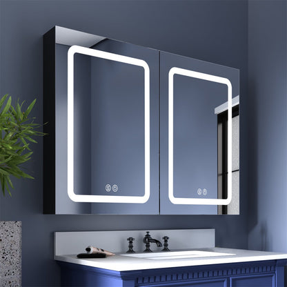 ExBrite 40 in. W x 30 in. H LED Bathroom Surface Mount Medicine Cabinet Double Door Lighted Medicine Cabinet - ExBriteUSA