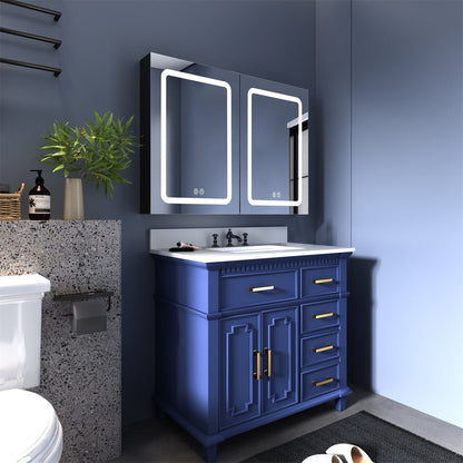 ExBrite 40 in. W x 30 in. H LED Bathroom Surface Mount Medicine Cabinet Double Door Lighted Medicine Cabinet - ExBriteUSA