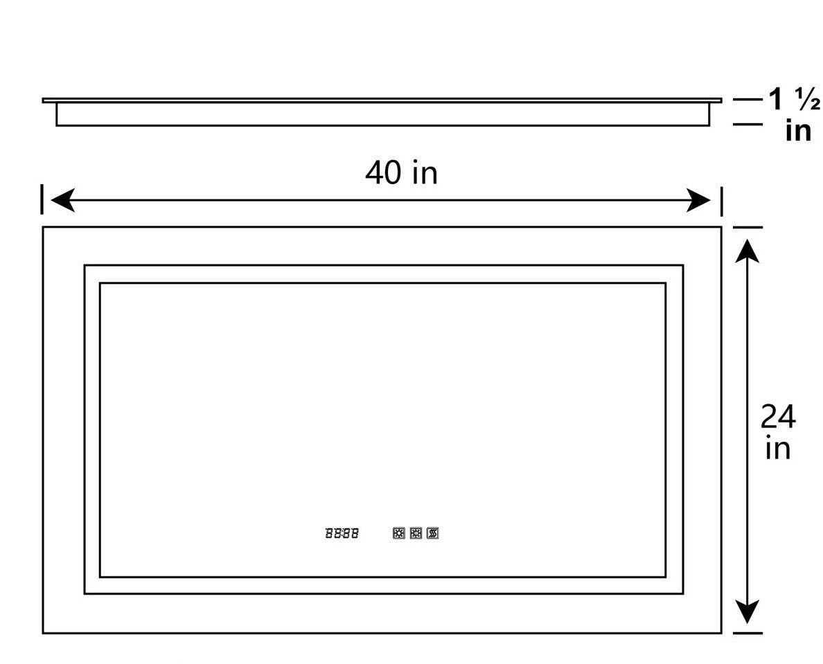 Ascend-M2 40" W x 24" H Bathroom Led Light Mirror Anti Fog with Digital Clock Lighted Vanity Mirror
