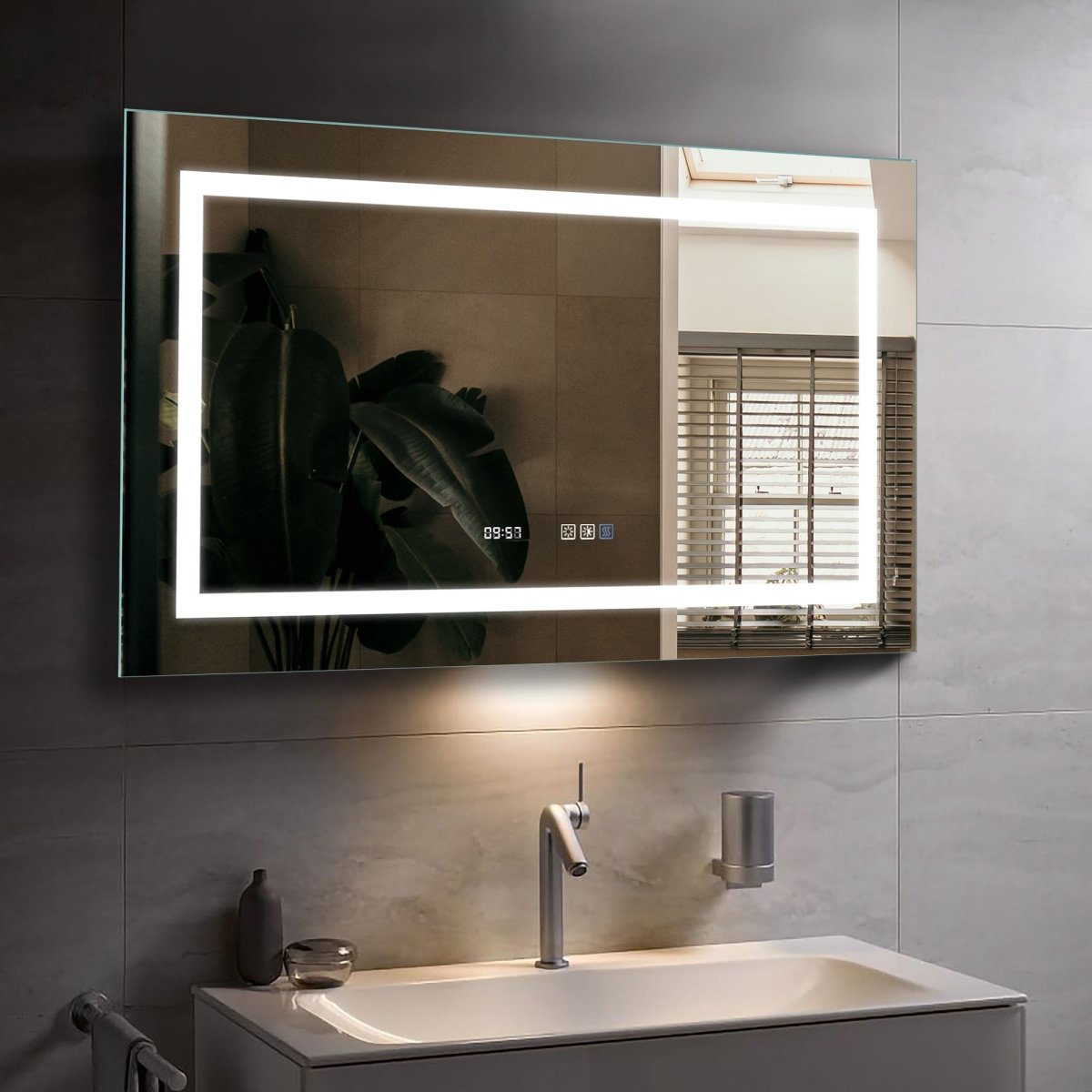 ExBrite 40" W x 24" H Bathroom Led Light Mirror Anti Fog with Digital Clock Lighted Vanity Mirror - ExBriteUSA