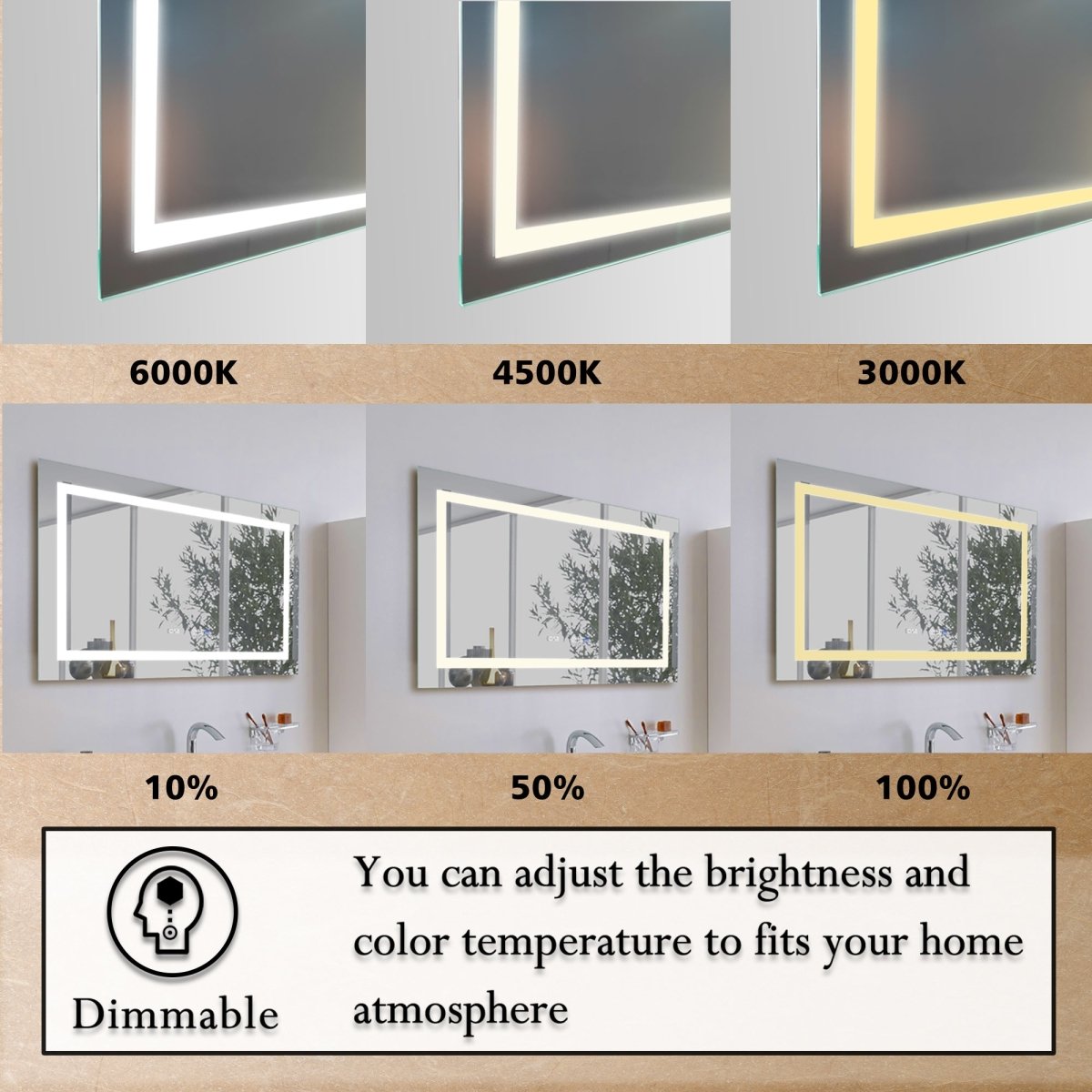 ExBrite 40" W x 24" H Bathroom Led Light Mirror Anti Fog with Digital Clock Lighted Vanity Mirror - ExBriteUSA