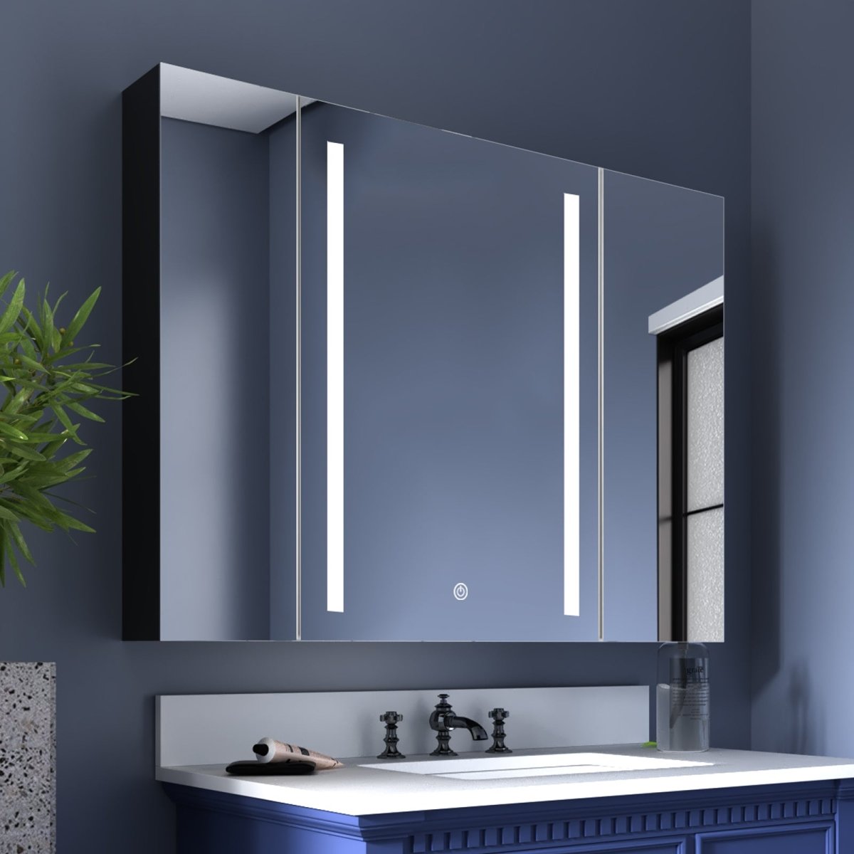 ExBrite 40" W x 30" H LED Bathroom Medicine Cabinet Surface Mount Double Door Lighted Medicine Cabinet - ExBriteUSA