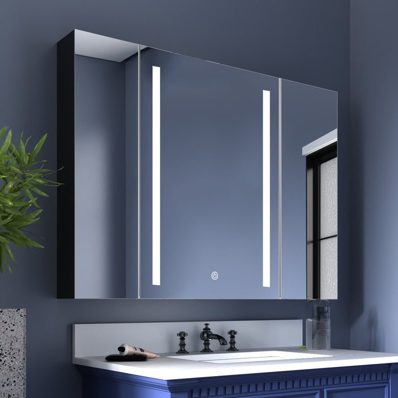 ExBrite 40" W x 30" H LED Bathroom Medicine Cabinet Surface Mount Double Door Lighted Medicine Cabinet