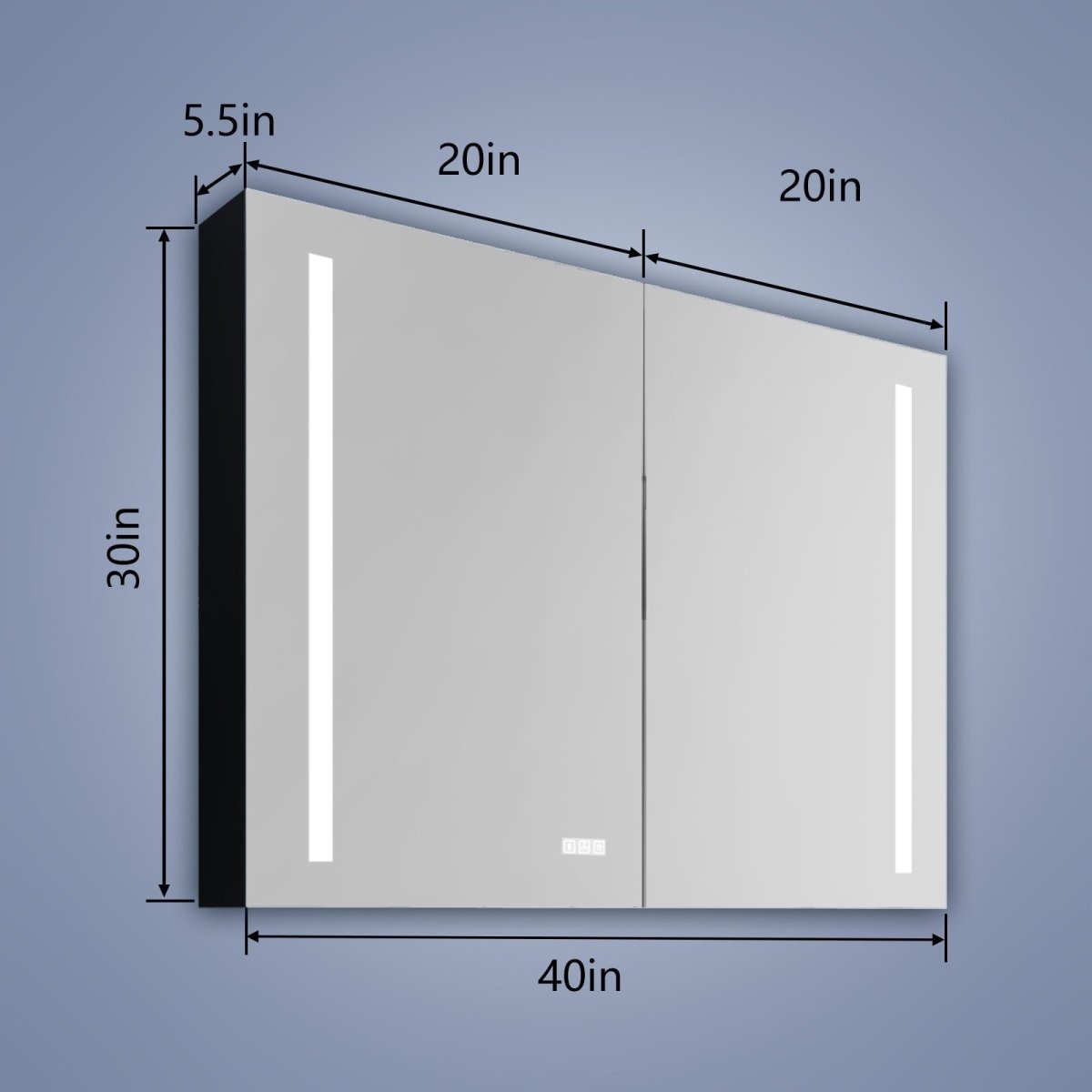 ExBrite 40" W x 30" H LED Large Rectangular Aluminum Alloy Surface Mount Medicine Cabinet with Mirror - ExBriteUSA