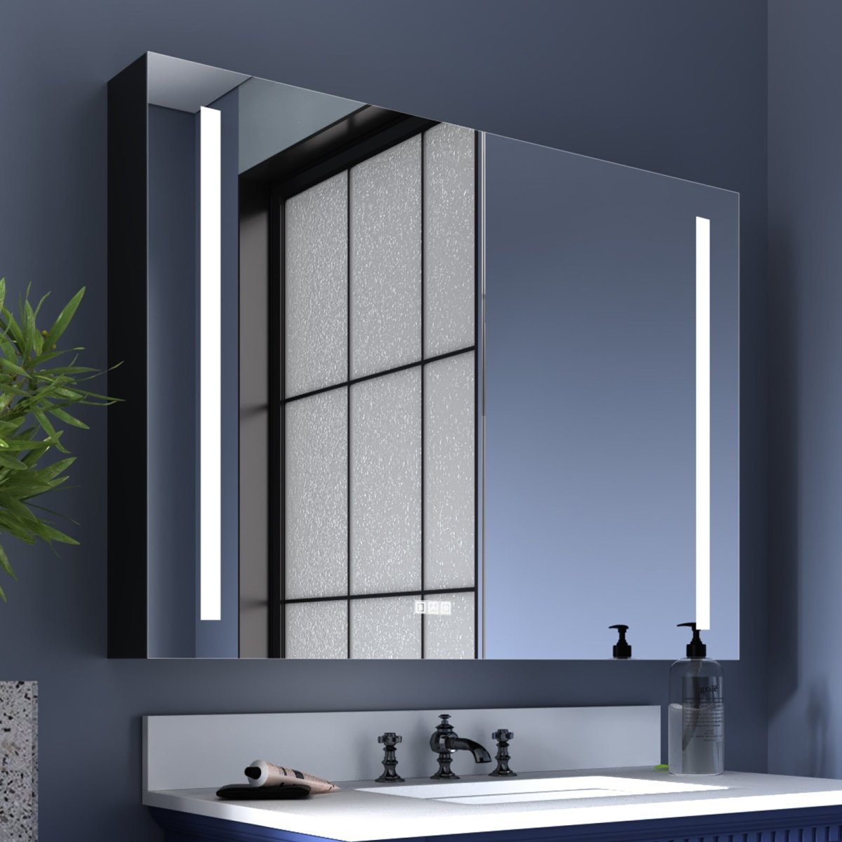 ExBrite 40" W x 30" H LED Large Rectangular Aluminum Alloy Surface Mount Medicine Cabinet with Mirror - ExBriteUSA