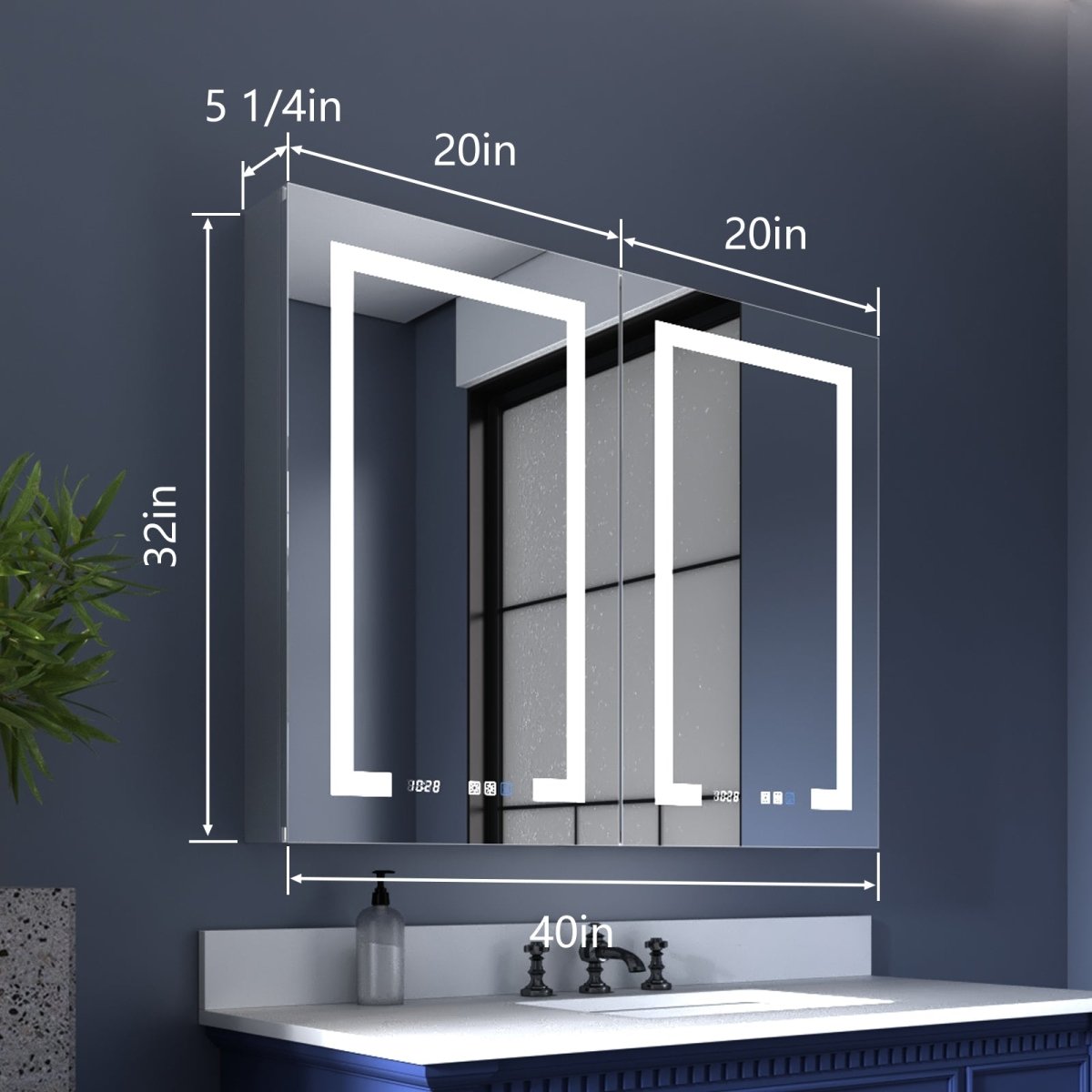 Boost-M2 40" W x 32" H Bathroom LED Medicine Cabinets with Vanity Mirror Recessed or Surface