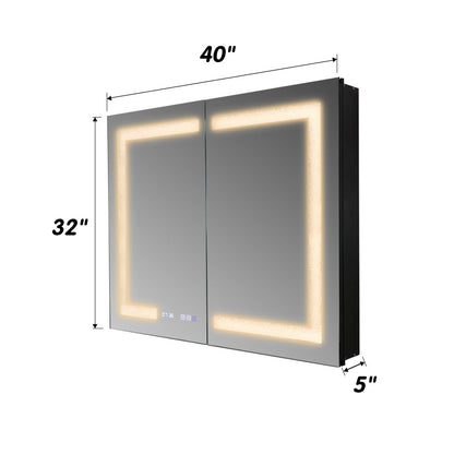ExBrite 40“W x 32”H Lighted Medicine Cabinet with Crystal Light Strip