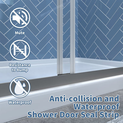 ExBrite 44-48" Wide x 70" High Sliding Shower Door Farme in Nickel - ExBriteUSA