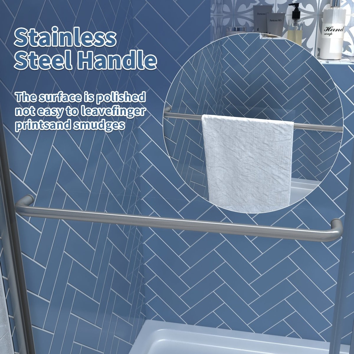ExBrite 44-48" Wide x 70" High Sliding Shower Door Farme in Nickel - ExBriteUSA