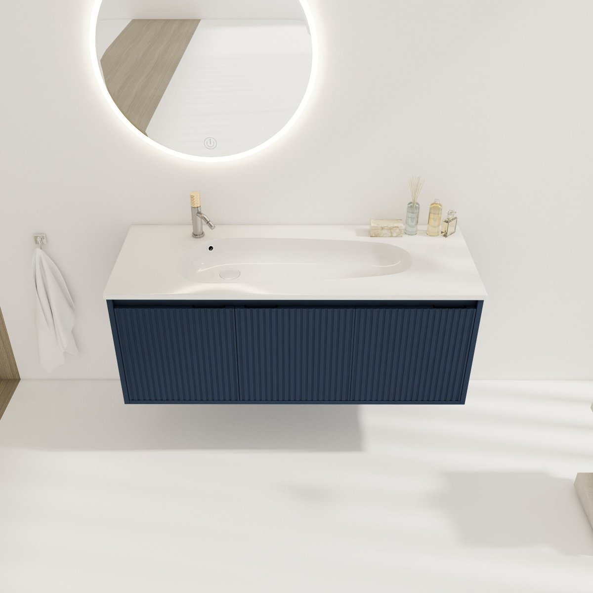 ExBrite 48" Floating Bathroom Vanity with Drop-Shaped Resin Sink